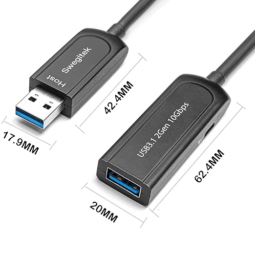 UL CMP/Plenum & CSA FT6 Rated Jacket USB 3.1 Male Female Extension Cable 65FT Fiber Optical 10Gbps Compatible with Windows Mac OS,Linux,Industrial Camera Machine Vision,Camera,Gaming…