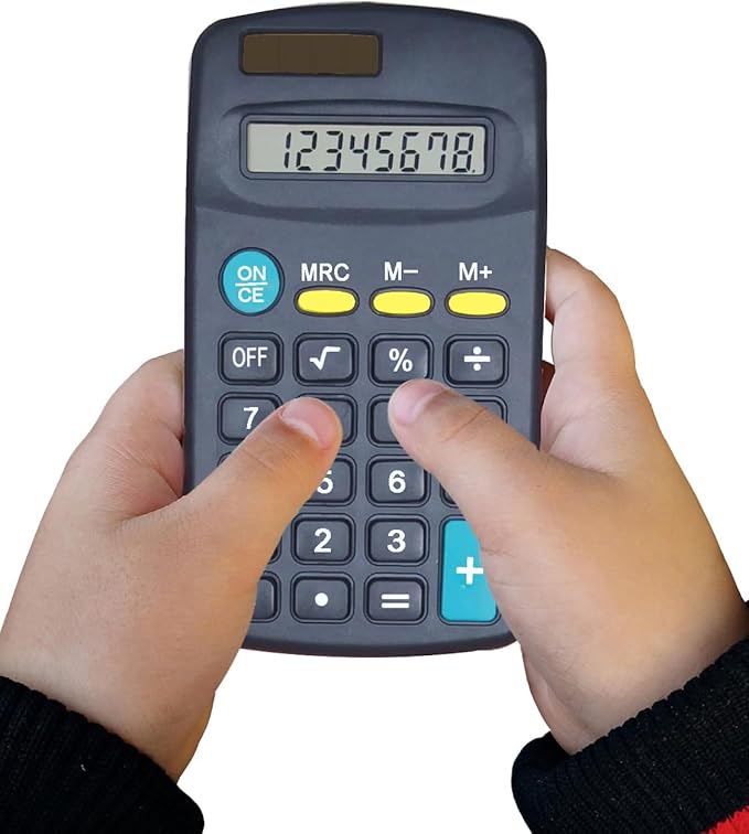 Basic Calculators for Students, Basic Calculator with Dual Power 8 Digit Small Pocket Size Handheld for Classroom Desktop Home (Black,Set of 5)