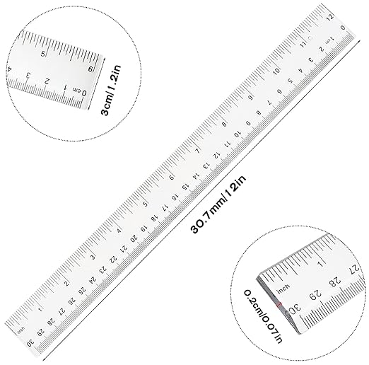 4 Pack 6-Inch Straight Rulers,Clear Plastic Ruler, Centimeter and inch Ruler Suitable for Student School and Office Study Drawing Measuring Standard