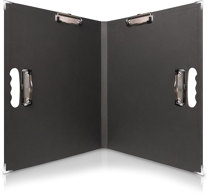 18x24 Clipboard - Foldable 18x24 File Folder & Drawing Board - Folds to 11x17 Clipboard, 4 Clips, Corner Protectors, Portable Art Portfolio, Architecture Folder, 11x17 Binder, Portfolio Binder (Black)