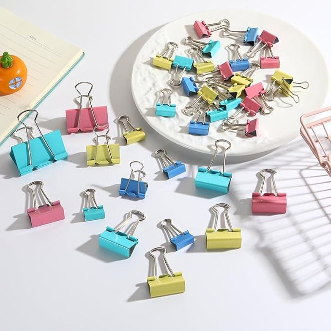 180 Pcs Small Binder Clips Assorted Colored, 0.59 in/15mm Mini Binder Paper Clips, Paper Clamps for Office Supplies, Home, School,Business Document Organizing (Blue, Pink, Yellow, Green)