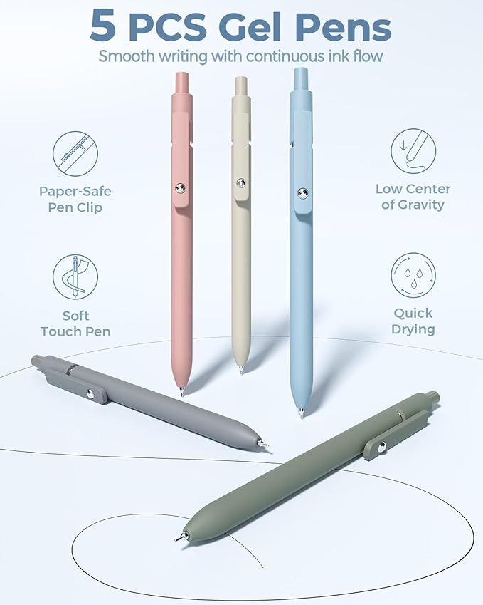 Four Candies 56 PCS Aesthetic School Supplies with Cute Pencil Case, 6 Multicolor Pen, 12 Pastel Highlighters, 5 Gel Pens Black Ink, 9 Mechanical Pencils for Student Stationary Set Preppy Stuff (Blue)