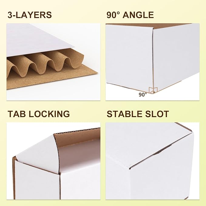 WIFTREY 25 Pack 6X6X4 Small Shipping Boxes for Business, White Corrugated Cardboard Box 6 x 6 x 4 for Mailing Packing Gifts