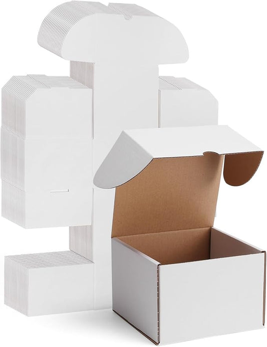 WIFTREY 25 Pack 6X6X4 Small Shipping Boxes for Business, White Corrugated Cardboard Box 6 x 6 x 4 for Mailing Packing Gifts