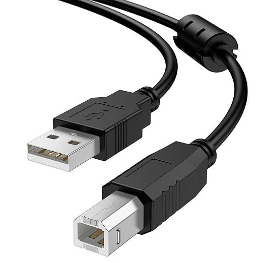 Amzpas USB A to USB B Printer Cable, USB 2.0 Type A Male to Type B Male Scanner Cable Printer Cord for HP, Canon, Dell, Epson, Lexmark, Brother, Xerox, DAC Piano Computer, 6FT