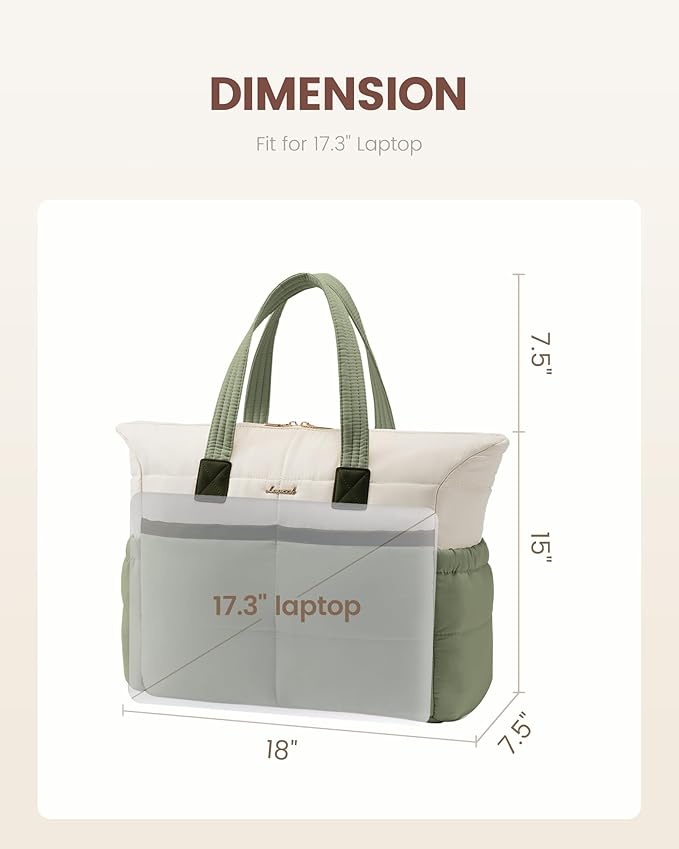 LOVEVOOK Tote Bag for Women,Light Puffer Tote Bag with Multi-pockets,Stylish Carry on Laptop Bags for Daily,Travel,Work,Gym