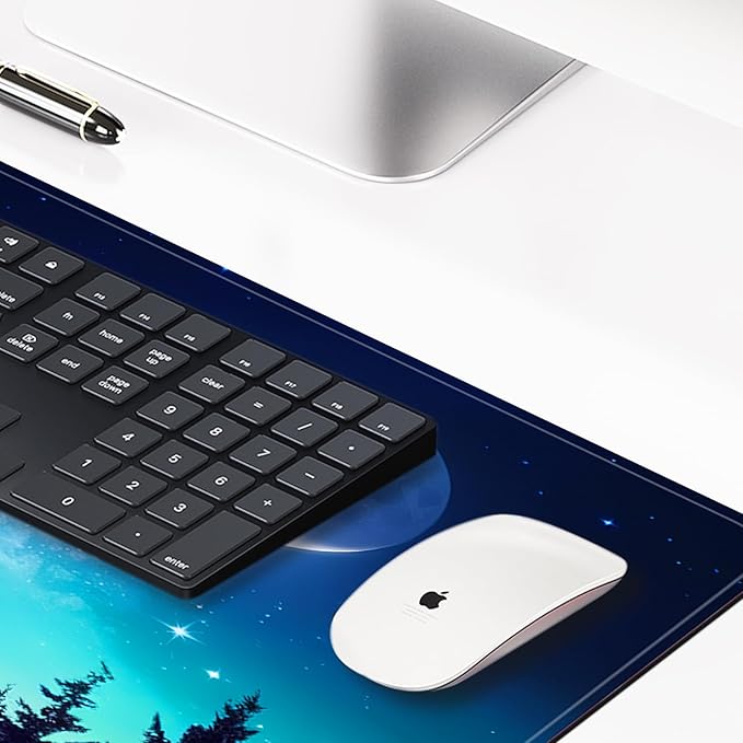 Long Mouse Pad XXL,Ergonomic Desk Mat Gaming Set,Keyboard Wrist Support Rest Mouse Pad Suitable for Office and Home (XXL Forest Setting)