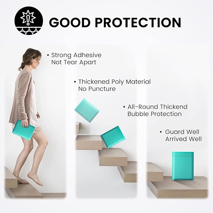 Fuxury Bubble Mailers 6x10" Teal Padded Envelopes 9600 Pack Bulk Strong Adhesion Full Pallet of Padded Mailers Thick Bubble Envelopes for Small Business Mailing Small Items,Jewelry,Makeup