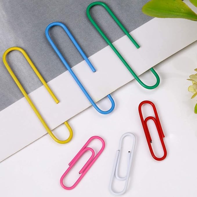 Vinaco Paper Clips Colorful, 400PCS Medium and Jumbo（1.3 inch & 2 inch） Paper Clips, Durable and Rustproof, Coated Large Paperclips Great for Office School Document Organizing (Multicolored)