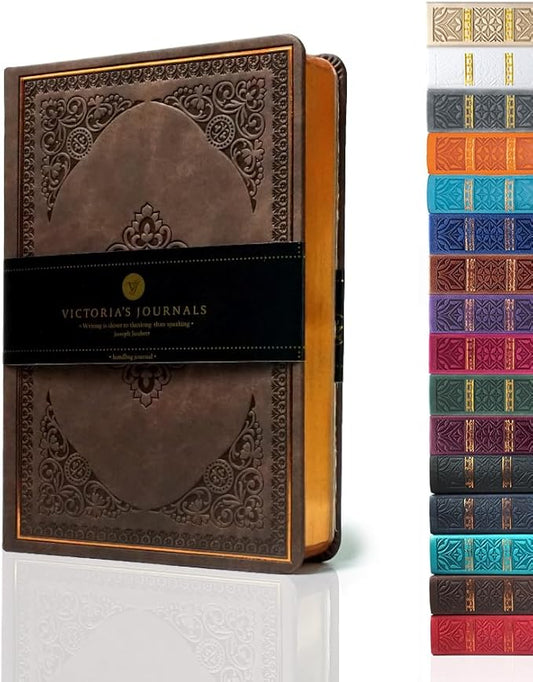 VICTORIA'S JOURNALS Leatherette Vintage Journal Hard Cover Lined Notebook Old Looking Travel Pocket Diary, Mini B6 Size 4.7'' x 6.5''