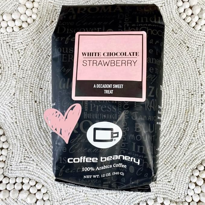 White Chocolate Strawberry Flavored Coffee, Specialty Arabica Coffee, Medium Roast, 12 ounce, Automatic Drip (Ground)