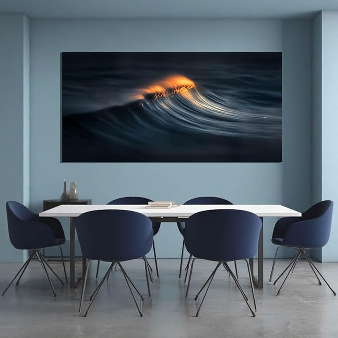 ZENPEE Dark Inspirational Wall Decor and Gold Ocean Posters, Modern Wall Art, Wall Hanging Aesthetic Decor for Living Room, Office, Bedroom, 24" x 48"