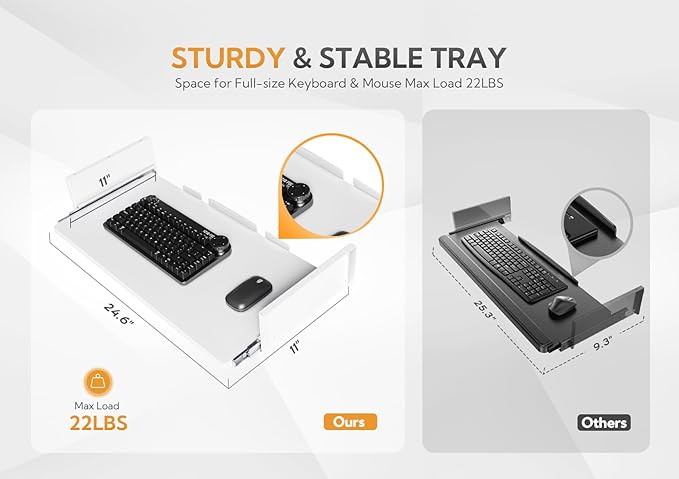 YDN Standing Desk, Height Adjustable Computer Desk with Keyboard Tray, 48 Inch White Ergonomic Desk for Home Office and Gaming