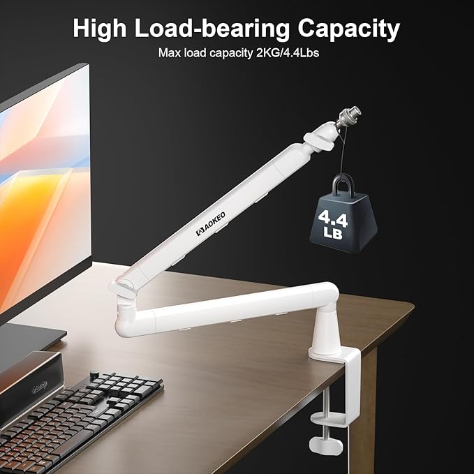 Microphone Arm,Aokeo AK-55 Desk Low Profile Adjustable Mic Boom Arm Stand,Suitable For Blue Yeti,Snowball iCE, HyperX QuadCast,SoloCast,Elgato Wave,Etc