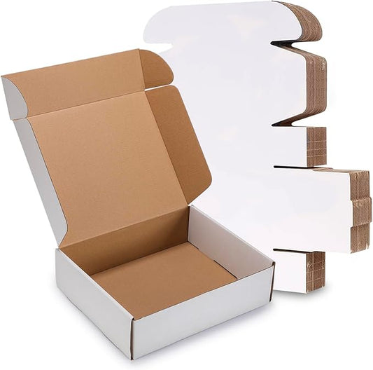 10x7x3 inches Shipping Boxes 25 Pack,TUKYLIL White Corrugated Cardboard Box,Mailer carton for Packaging Small Business,Gifts,Craft,Jewelry,daily supplies