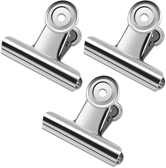 20 Pack Large Metal Hinge Clips 2 Inches Bull Hinge Paper Clips for Crafts, Photo, Drawing, Food Bags at Home, Office, School, Shop - Silver, 51mm
