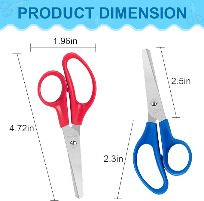 Toidgy 100 Pack Kids Scissors, 5 Inch Scissors Bulk for School, Blunt Tip Scissors for Kids Student Teacher,Kids Safety Scissors for Preschool Classroom Office Home,School Supplies Craft Cutting Paper