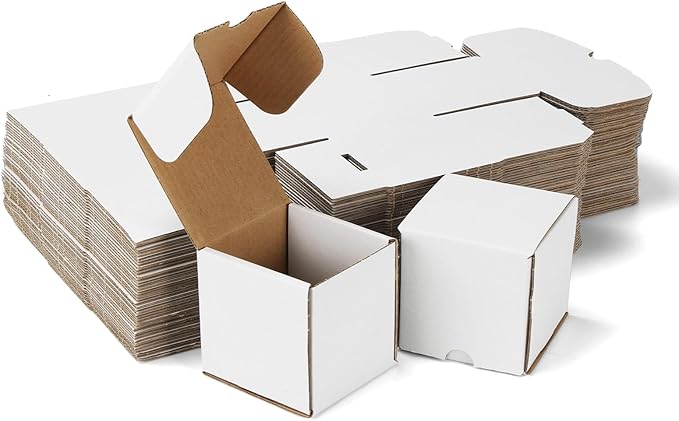 WIFTREY 50pcs 3X3X3 inch Small Shipping Boxes for Business, White Corrugated Cardboard Box 3 x 3 x 3 Craft Gifts Giving Box for Literature, Mailing, Packaging