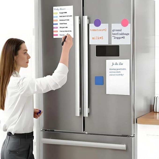 Magnetic Weekly Planner for Fridge 8x10 - Dry Erase Weekly Calendar Whiteboard with To-Do List & 10 Pack Magnetic Labels - Reusable Fridge Magnetic Dry Erase Calendar