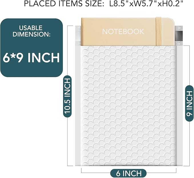 Metronic Bubble Mailers 6x10 Inch 600 Pack White Bubble Mailers Waterproof Padded Envelopes for Packaging, Shipping, Mailing, Small Business Supplies