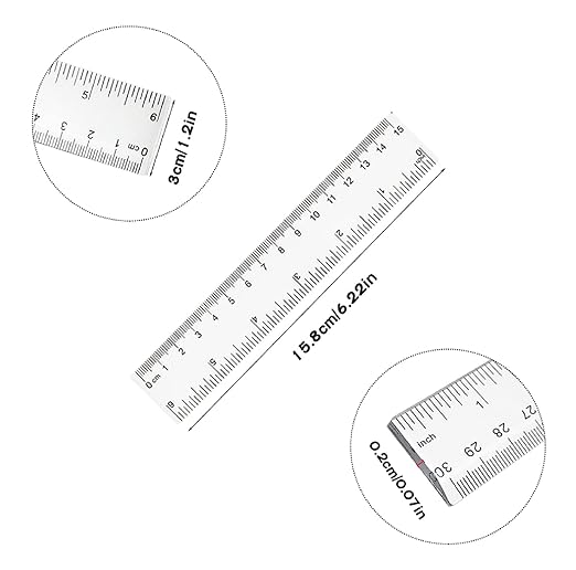4 Pack 6-Inch Straight Rulers,Clear Plastic Ruler, Centimeter and inch Ruler Suitable for Student School and Office Study Drawing Measuring Standard