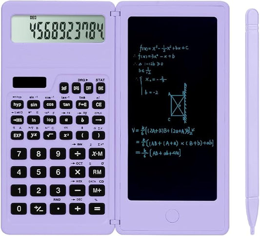 Scientific Calculators for high-School, LveSunny 10 Digits Digital with Erasable Writing Board Math Calculator for Middle School & College (Purple)