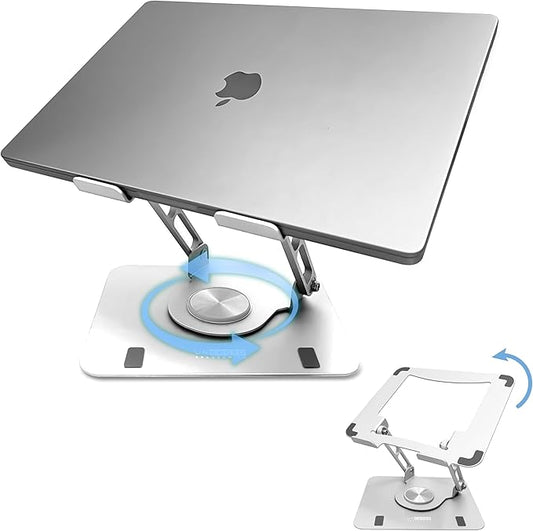 Uncaged Ergonomics Swivel Laptop Stand for Desk, Adjustable Computer iPad Stand for Desk w/ 360 Rotation, Portable Laptop Holder for Home Office Ergonomic Supplies (White)