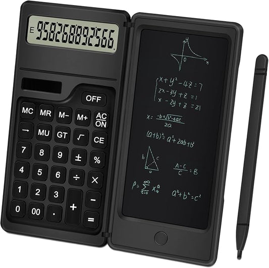 Calculator with Notepad, TRELC 12 Digits LCD Display Solar Desktop Calculator, Support Solar and Battery, Multi-Function Portable Calculators for Office, School and Home