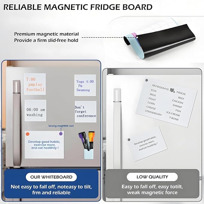 Magnetic Weekly Planner for Fridge 8x10 - Dry Erase Weekly Calendar Whiteboard with To-Do List & 10 Pack Magnetic Labels - Reusable Fridge Magnetic Dry Erase Calendar