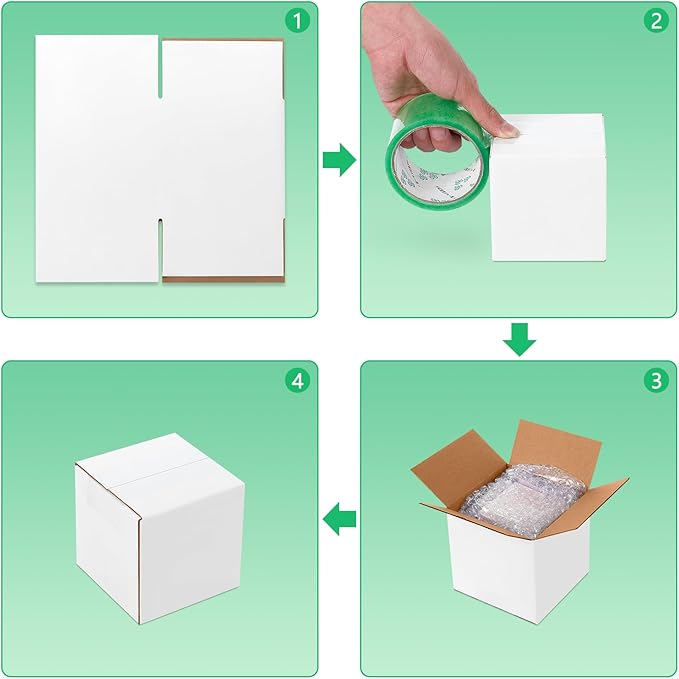 6x6x6 Small Shipping Boxes Set of 40, White Corrugated Cardboard Box for Small Business for Mailing Packaging Gifts