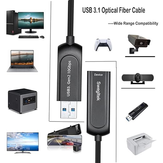 UL CMP/Plenum & CSA FT6 Rated Jacket USB 3.1 Male Female Extension Cable 98Fiber Optical 10Gbps Compatible with Windows Mac OS,Linux,Industrial Camera Machine Vision,Camera,Gaming