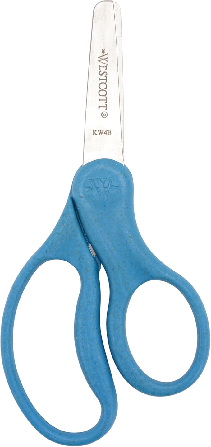 Westcott 5" KleenEarth Scissors 6-Pack, for Kids Ages 4+, Eco-Friendly Recycled Scissors for School and Craft Projects