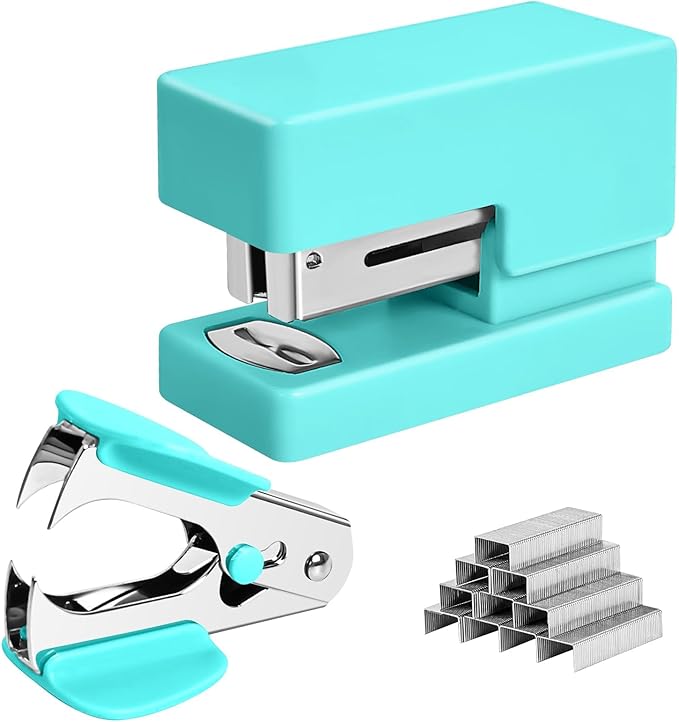 Mini Stapler - Small Cute Desk Staplers - 25 Sheet Capacity with 830 Staples and Staple Remover, Desktop Stapler for Office, School, Home, Green