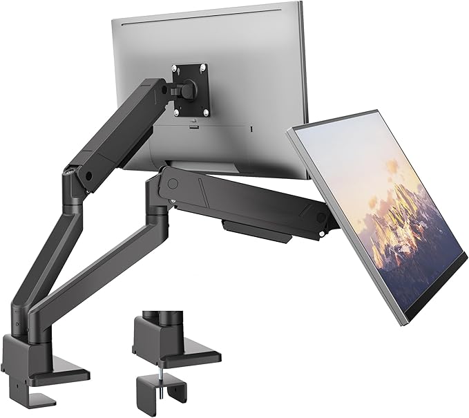 monTEK Dual Monitor Mount Monitor Arms for 2 Monitors for 17 to 35 Inch Curved Screen Holds 35 Lbs Adjustable Heavy Duty Monitor Desk Mount Cable Management, VESA 75/100mm,MA1007BK-D