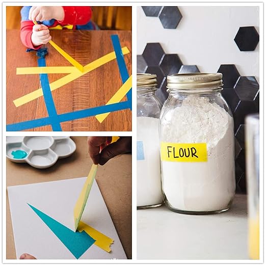 Yellow Painters Tape,1" x 60 Yards x 5 Rolls (300 Yards Total) - Medium Adhesive Masking Tape for Painting,Labeling,DIY Crafting,Decoration and School Projects