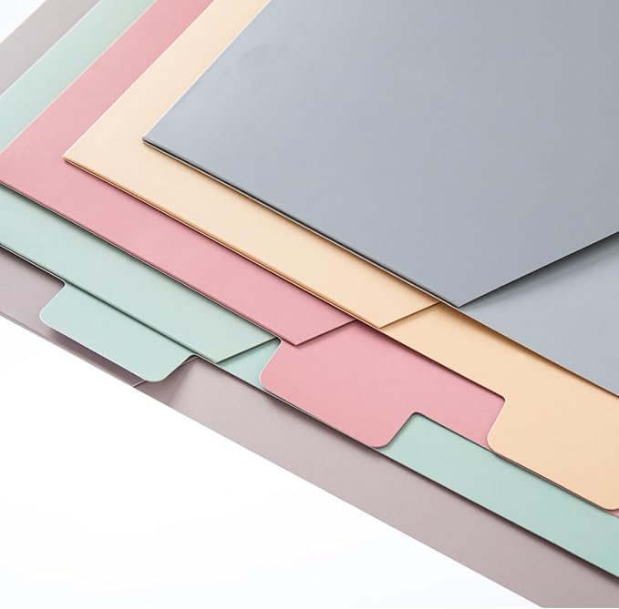 Y YOMA Colored 3 Ring Binder Dividers with Pocket Letter Size Paper Binder Tabs Page Dividers Cute Decorative Binder Index Dividers for Office School Home with 1/5-Cut Tabs, Fashion Color(5 Sheet)