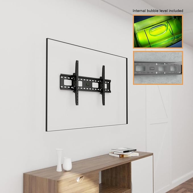 Ultra Slim Tilt TV Wall Mount Bracket for NEC E868 86" UHD 4K HDR Commercial Monitor - E868 - Low Profile 1.7" from Wall, 12° Tilt Angle, Easy Install