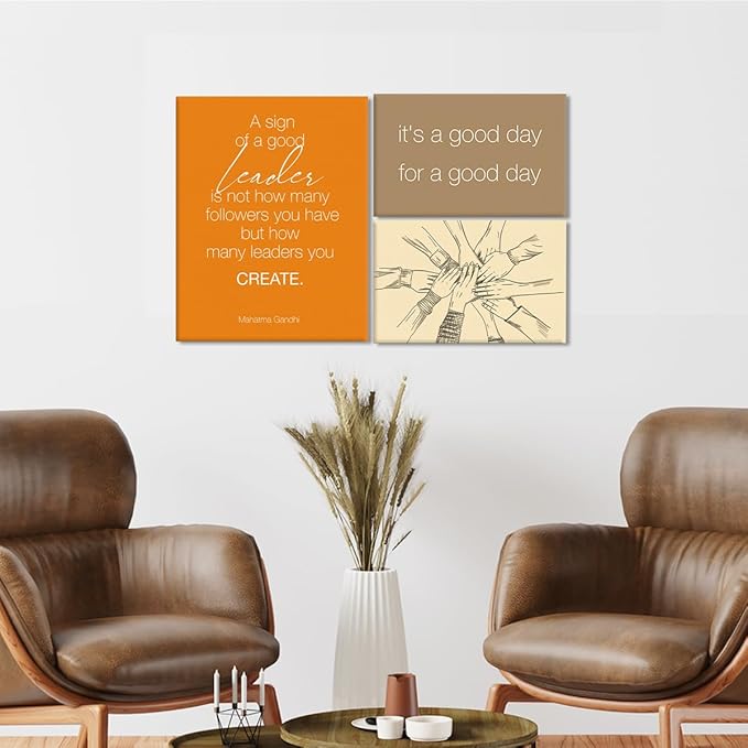 YEOION Army Green Motivational Teamwork Office Wall Decor,Inspirational Team Work Wall Art Canvas Frame Artwork for Office Workplace Breakroom Wall Decor Set of 6