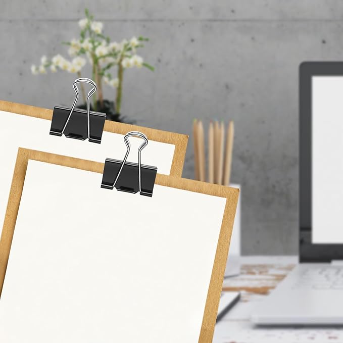 48 Pcs Large and Extra Large Binder Clips, 2 Inch Length (24 Pcs) and 1.6 Inch Length (24 Pcs)