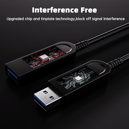 USB 3.1 Extension Cable 50ft, Fiber Optic High Speed 10Gbps USB Active Extension Male to Female Cable, Compatible with PlayStation, Printer, Displayer, Hard Drive, Webcams, VR, Data Recorder
