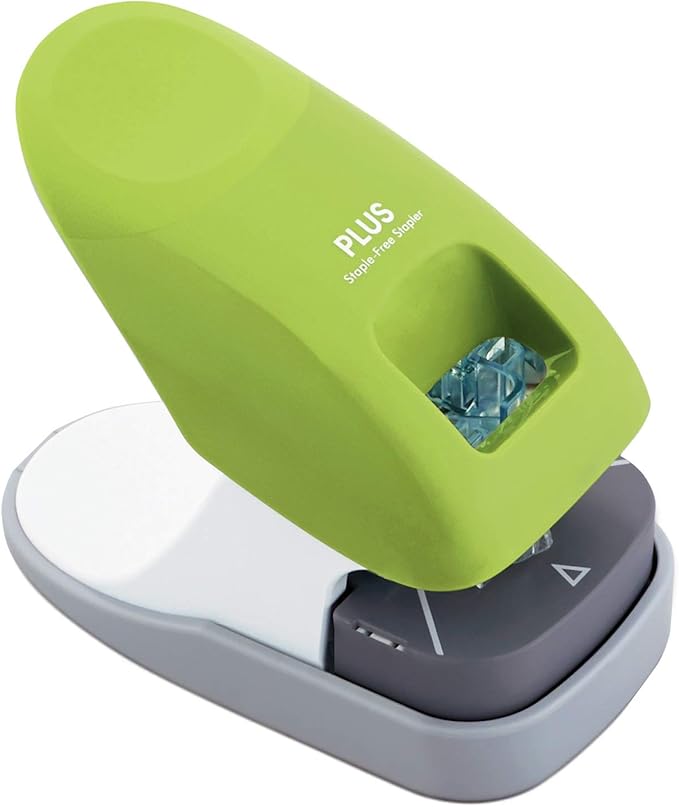 Plus Paper Clinch Desktop Staple-Free Stapler, Green