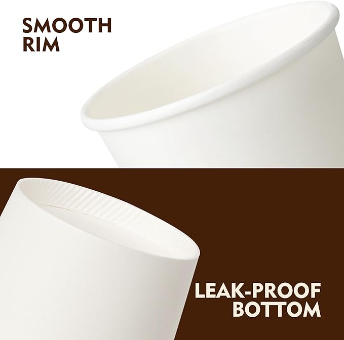 YEEHAW 8 oz 500 Pack Paper Cups, Disposable Coffee Cups, White Hot Cups, Suitable for Office, Home and Party Events