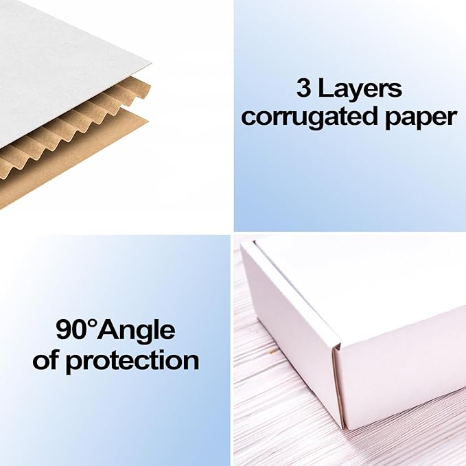 9x6x2 inches Shipping Boxes Set of 20, White Corrugated Cardboard Box,Recyclable Literature Mailer Boxes for Small Business Packaging, Mailing, Shipping