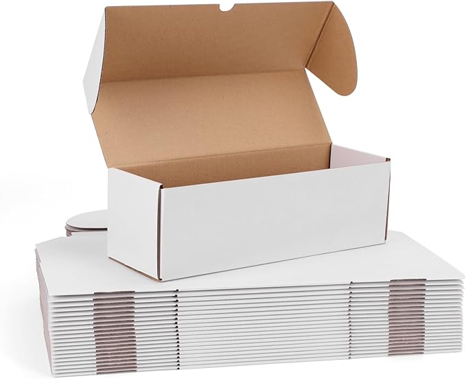 WIFTREY 12x4x4 inches Shipping Boxes Pack of 20, White Corrugated Cardboard Box 12"L x 4"W x 4"H for Shipping, Packaging, Moving, Mailing