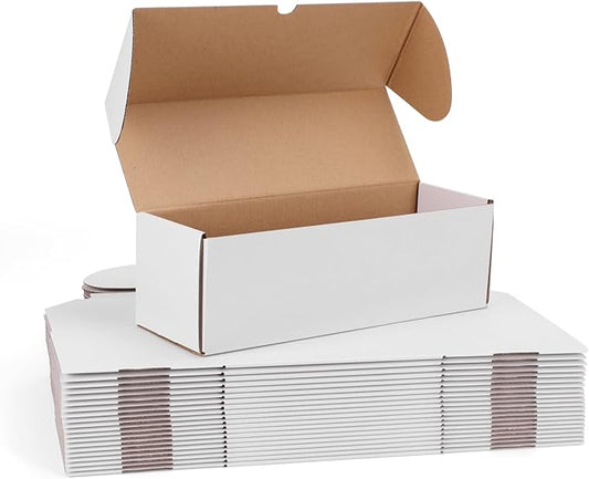 WIFTREY 12x4x4 inches Shipping Boxes Pack of 20, White Corrugated Cardboard Box 12"L x 4"W x 4"H for Shipping, Packaging, Moving, Mailing