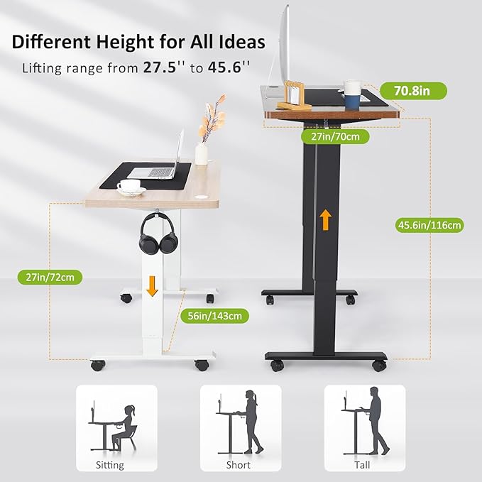 farexon Electric Standing Desk Adjustable Height, 70.8 x 27.5in Sit Stand up Desk with Outlets, Mouse Pad, 3 USB Ports & 3 Power Outlets, Casters, Hooks,4 Memory Preset Heights Home Office, Oak Grey