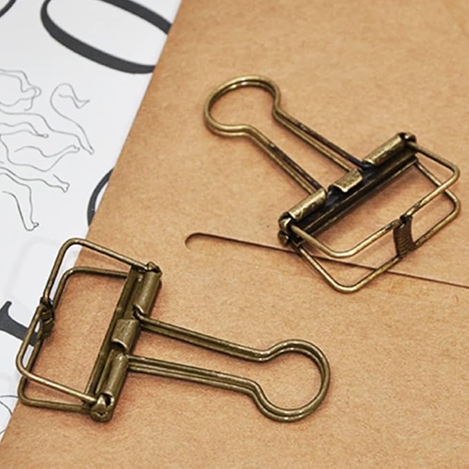 Small Binder Clips, 36 Pack, 3/4 Inch, Standard 19mm, Hollow Out Gold, Capacity 0.31 Inch, Fold Clamp, Wire Clip, Paper Clips, Office Clips, School & Home Use