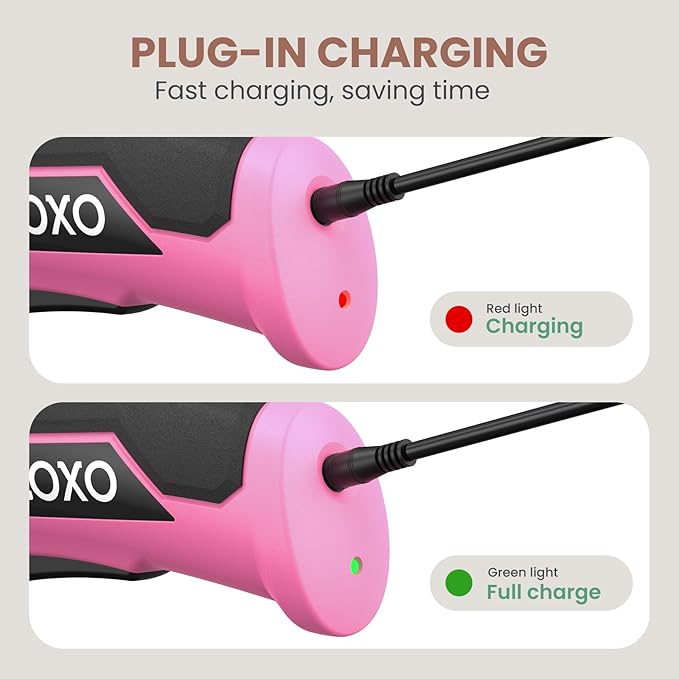 VLOXO Cardboard Cutter, Cordless Electric Scissors for Leather with Safety Lock, Box Cutter Electric Multi-Cutting Tools Rechargeable Powerful Scissors for Canvas Leather Plastic with Storage Box Pink