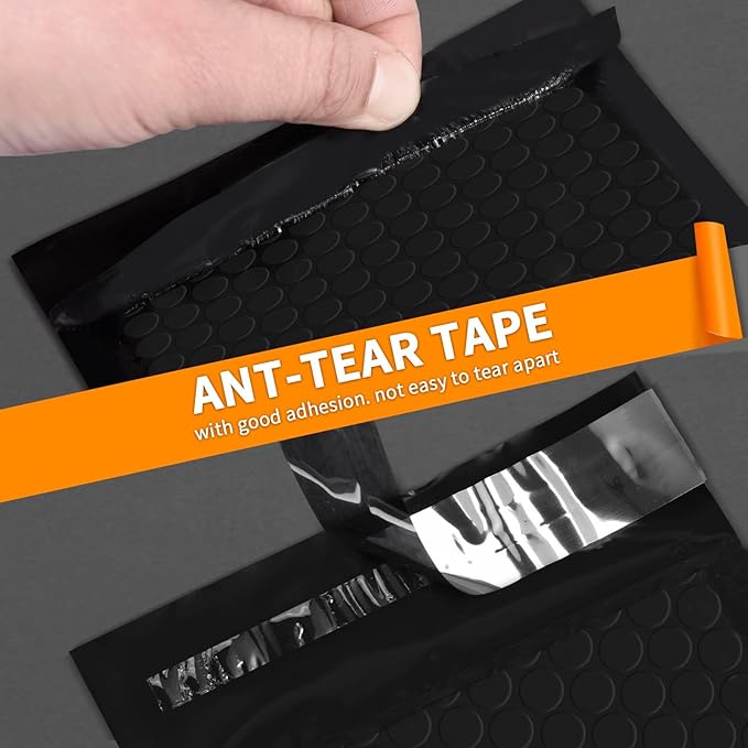 packbabol Bubble Mailers 6x10" 100 Pack Black Padded Envelopes Waterproof Usable Size 6x9 Self-Seal Padded Mailing Envelopes Bubble Opaque Padded Mailer for Small Businesses， Envelope Mailers