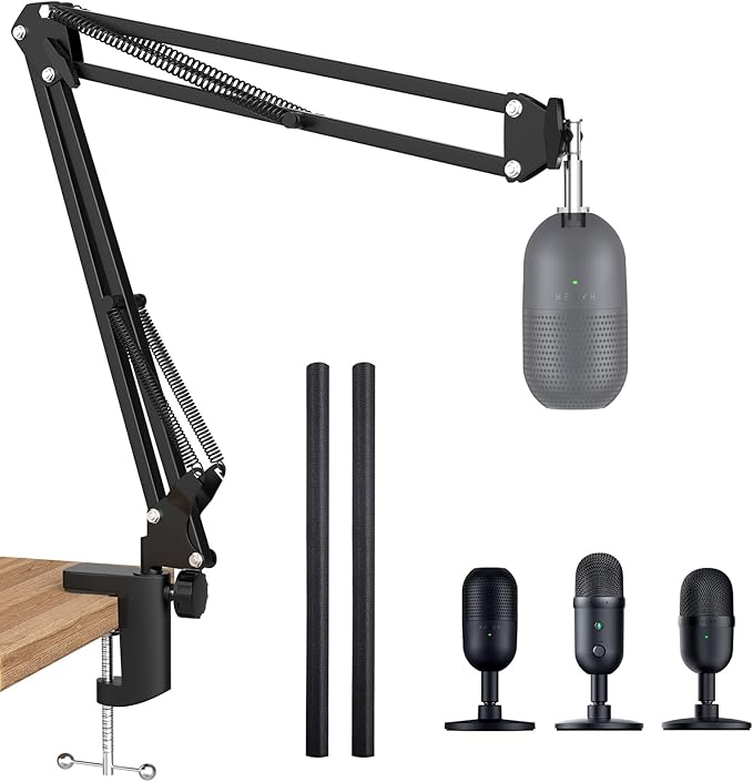 Seiren V3 Mini Boom Arm - Mic Arm for Razer Mini, Seiren V2, Seiren X and Most Microphone, Adjustable Boom Scissor Arm Stand with 3/8" to 5/8" Adapter by SUNMON